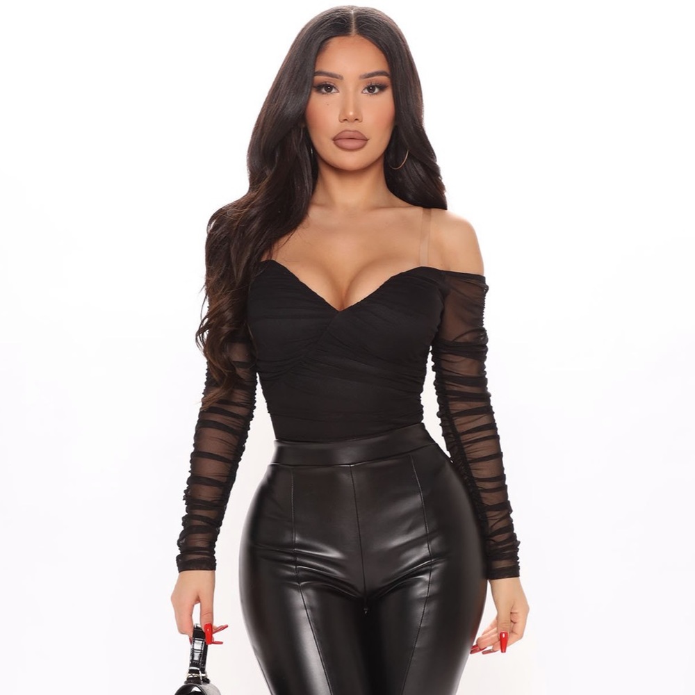 Fashion Nova A Hot Mesh Bodysuit - Black